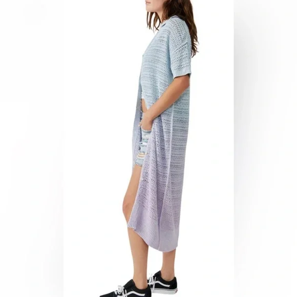 Free people knitted button down long cardigan - Picture 2 of 5